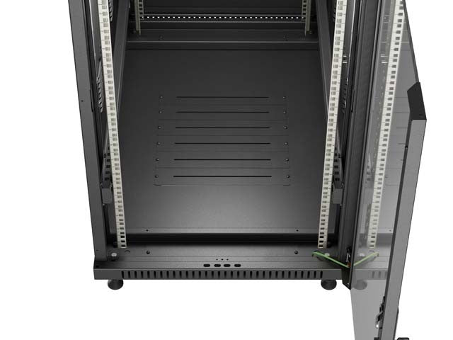 19-inch 27U floor-standing rack cabinet, 600x1000, glass door, (flat-pack), black