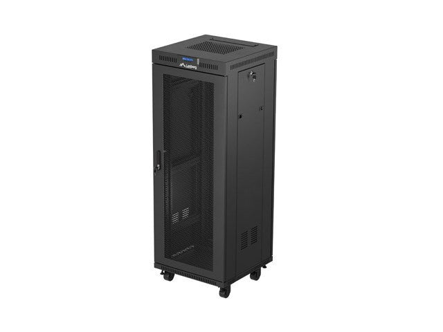 Standing rack cabinet 19 inch 32U 600x600 perforated door LCD black (Flat pack)