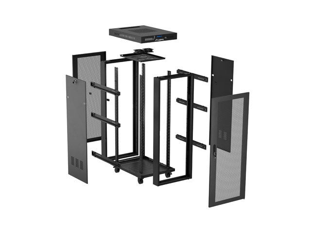 Standing rack cabinet 19 inch 32U 600x600 perforated door LCD black (Flat pack)