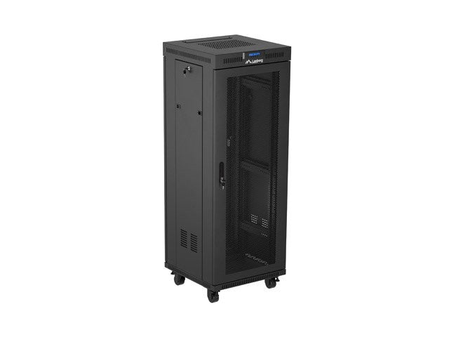Standing rack cabinet 19 inch 32U 600x600 perforated door LCD black (Flat pack)