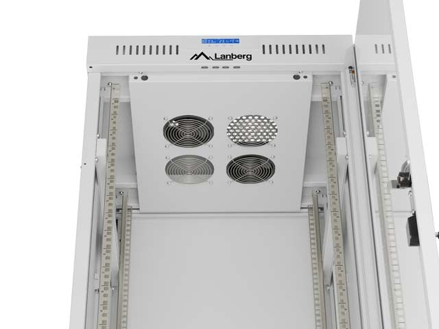 19" 32U Standing Rack Cabinet 600×600 Gray with Perforated Doors and LCD (Flat Pack)