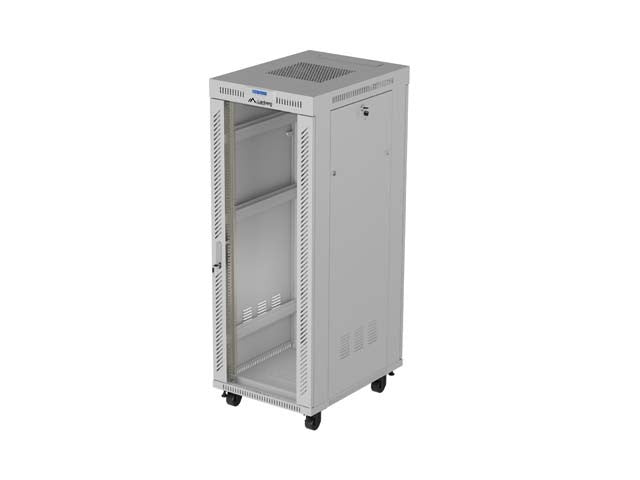 19" 32U Standing Rack Cabinet 600×800 Gray with Glass Door and LCD (Flat Pack)