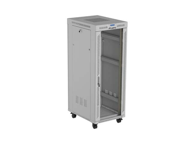 19" 32U Standing Rack Cabinet 600×800 Gray with Glass Door and LCD (Flat Pack)