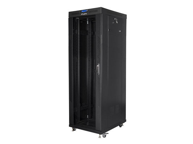 Installation cabinet rack 19 37u 600x800 black, black glass door lcd (Flat pack)