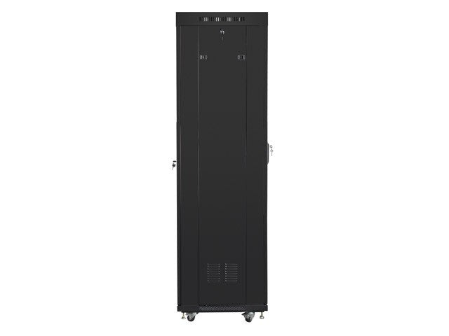 Installation cabinet rack 19 42u 600x600 black, black glass door lcd (Flat pack)