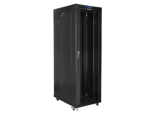 Installation cabinet rack 19 42U 800x1000 black, glass door lcd (Flat pack)
