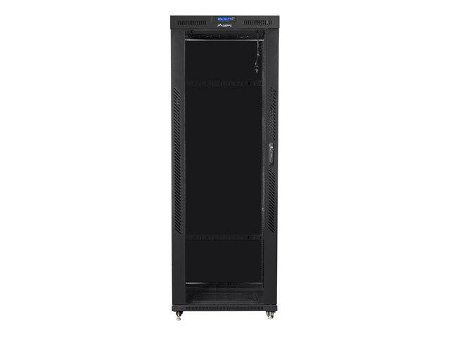 Installation cabinet rack 19 42U 800x800 black, glass door LCD (Flat pack)