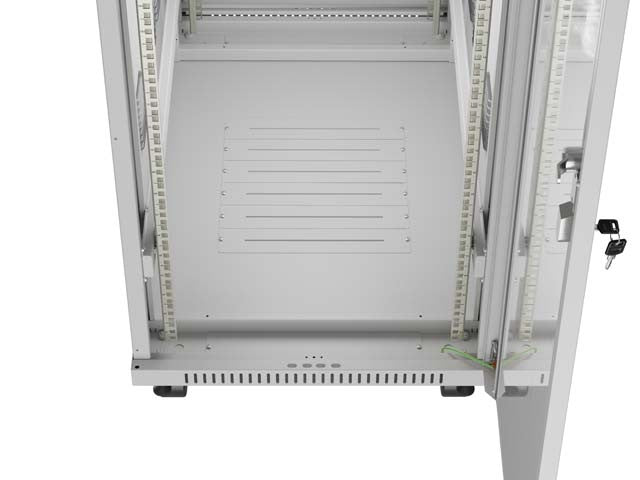19-inch 42U floor-standing rack cabinet, 600x1000, glass door, LCD (flat-pack), grey