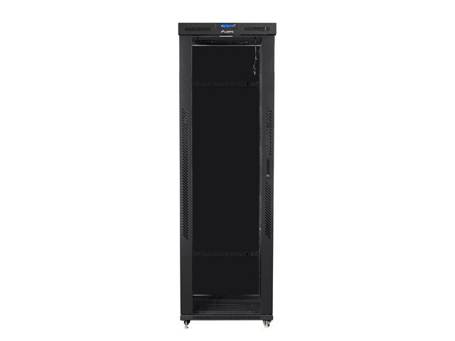 Standing rack cabinet 19 inches 47U 800x1200mm, glass LCD doors (FLAT PACK) black