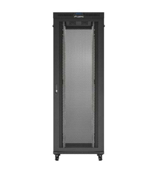 Szafa instalacyjna rack stojąca 19 cali 47U 800x1200 czarna drzwi perforowane LCD (flat pack) V2