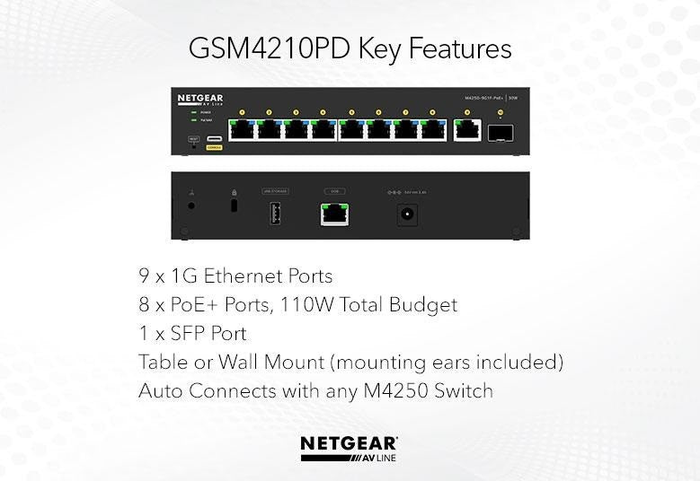 Switch 8xGE PoE+ 1xSFP GSM4210PD