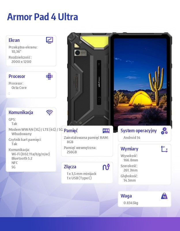 Tablet Armor Pad 4 Ultra 5G 10.36 inches 8/256GB IP69K black