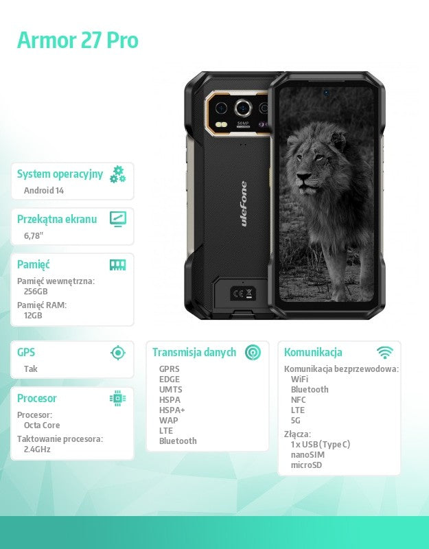 Smartphone Armor 27 Pro 5G 12/256GB black