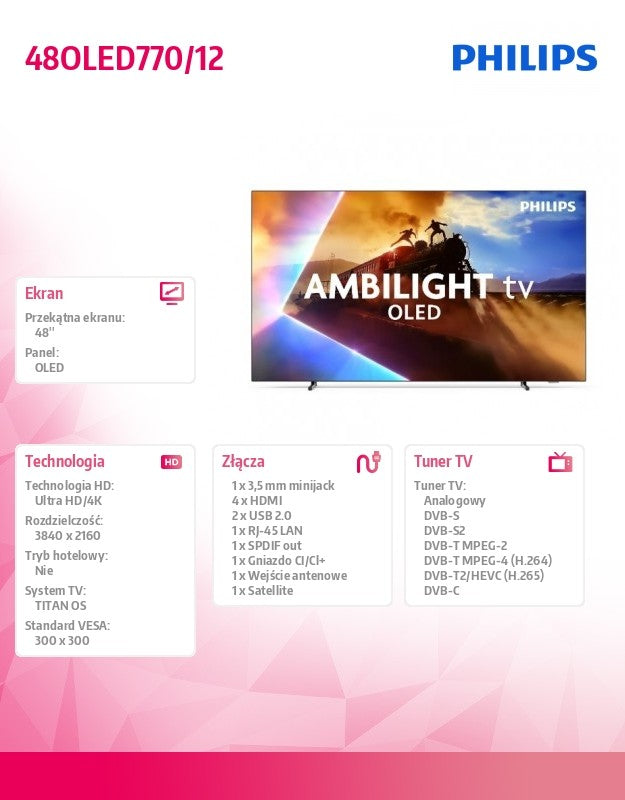 TV OLED 48 inches 48OLED770/12