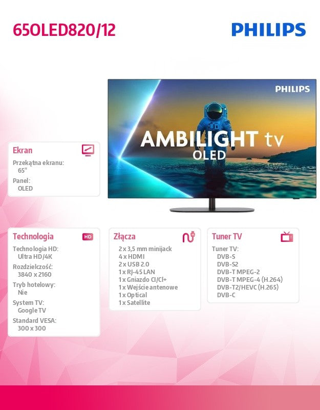 TV OLED 65 inches 65OLED820/12
