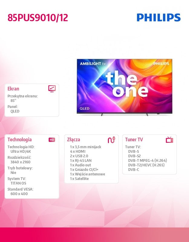 TV 85-inch QLED 85PUS9010/12