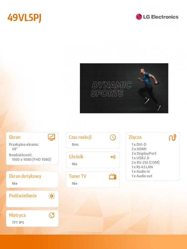Monitor 49VL5PJ 49-inch FHD 24/7 500cd/m2 IPS