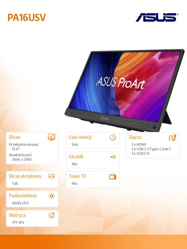 Monitor 16 inches PA16USV 4K IPS HDMI USB-C