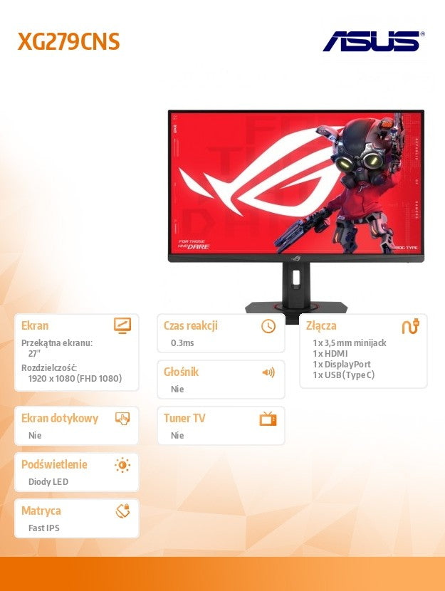 Monitor 27 inches XG279CNS ROG DP HDMI USB-C 0.3MS
