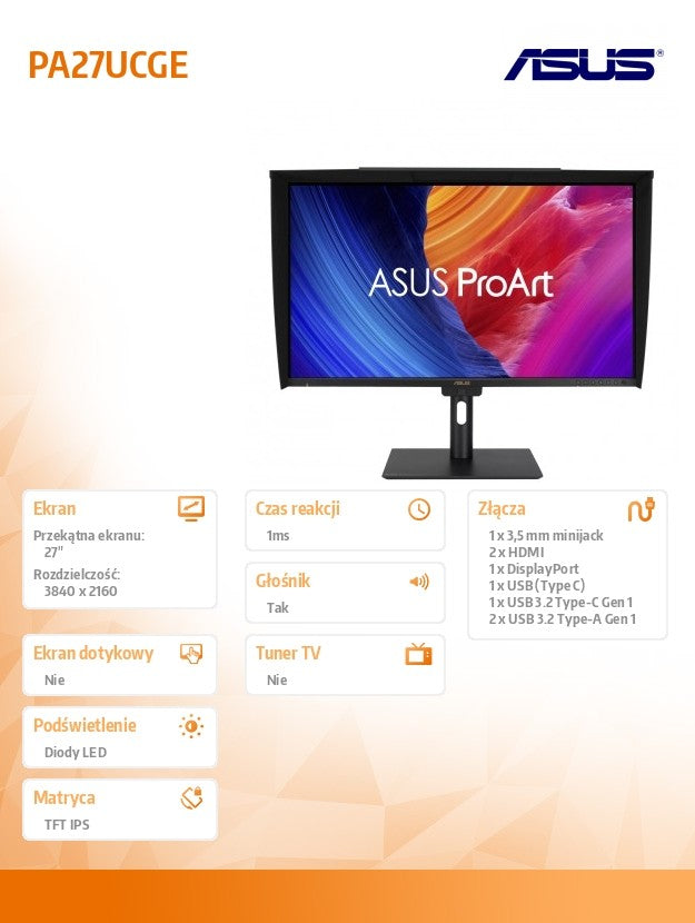 Monitor 27 inches ProArt PA27UCGE 4K IPS 600NIT USB-C HDMI