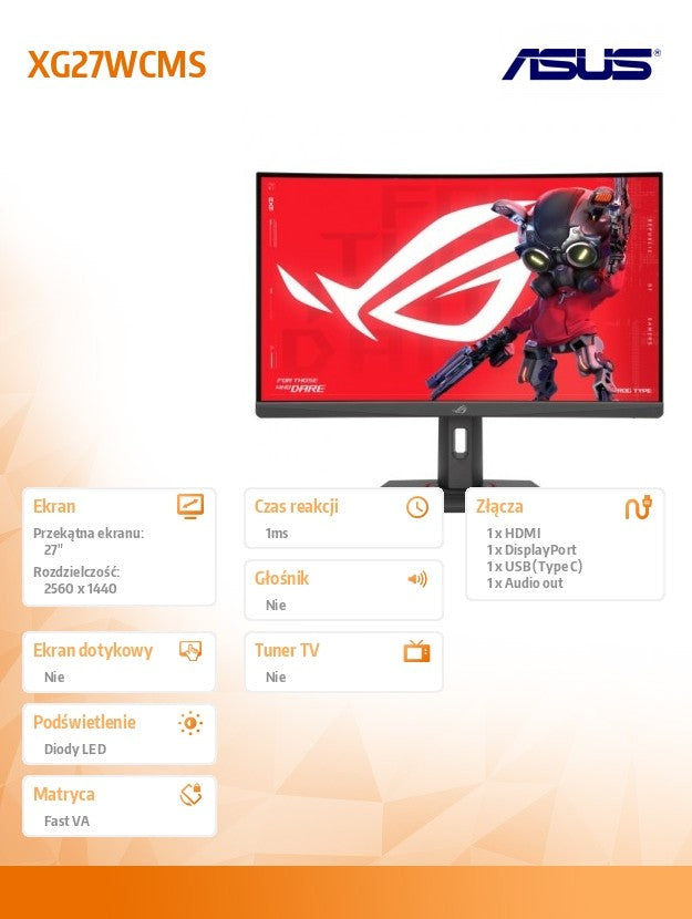 Monitor 27 inches XG27WCMS ROG FHD 280Hz HDMI