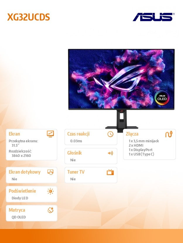 Monitor 31.5 inches XG32UCDS DP HDMI USB-C 0,03MS