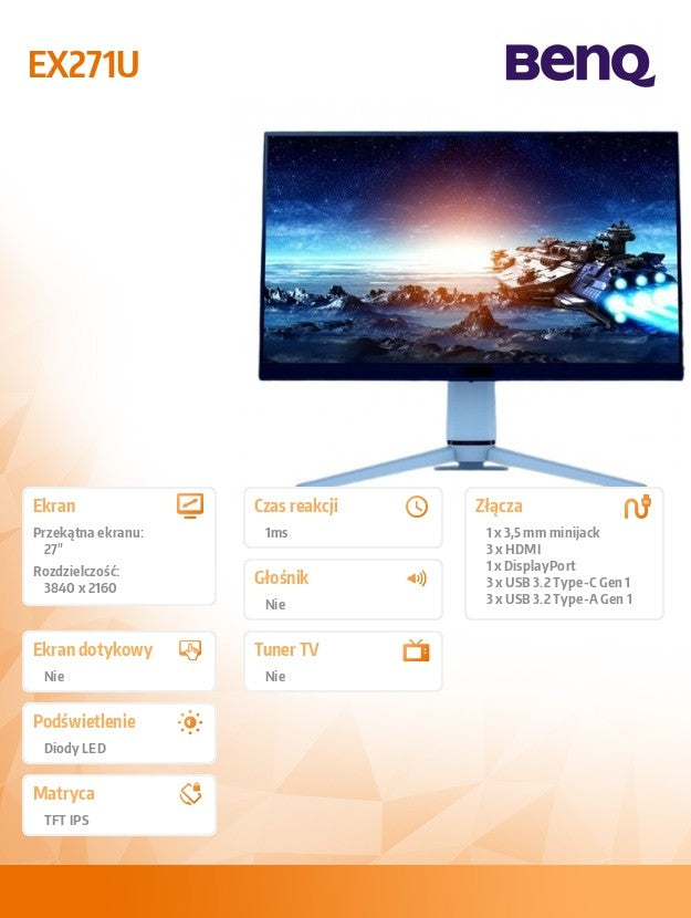 Monitor 27 inches EX271U 4K IPS/165Hz/1MS