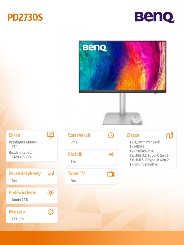 Display 27 inches PD2730S LED 5K IPS/60Hz/5ms/graphic