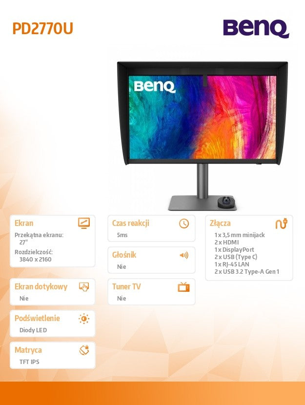 Monitor 27 iches PD2770U LED IPS/60Hz/5ms/pivot