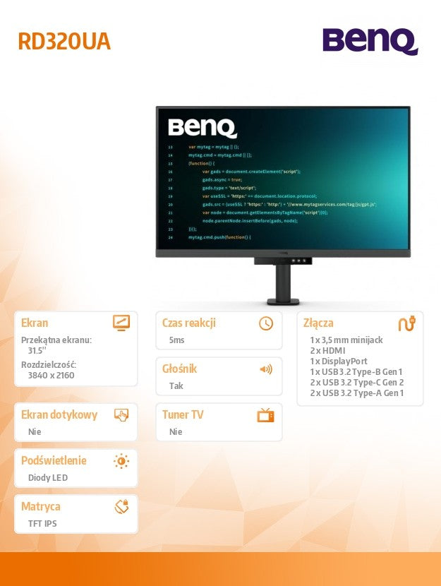 Monitor 31.5 inches RD320UA 4K LED 5ms/60Hz/IPS