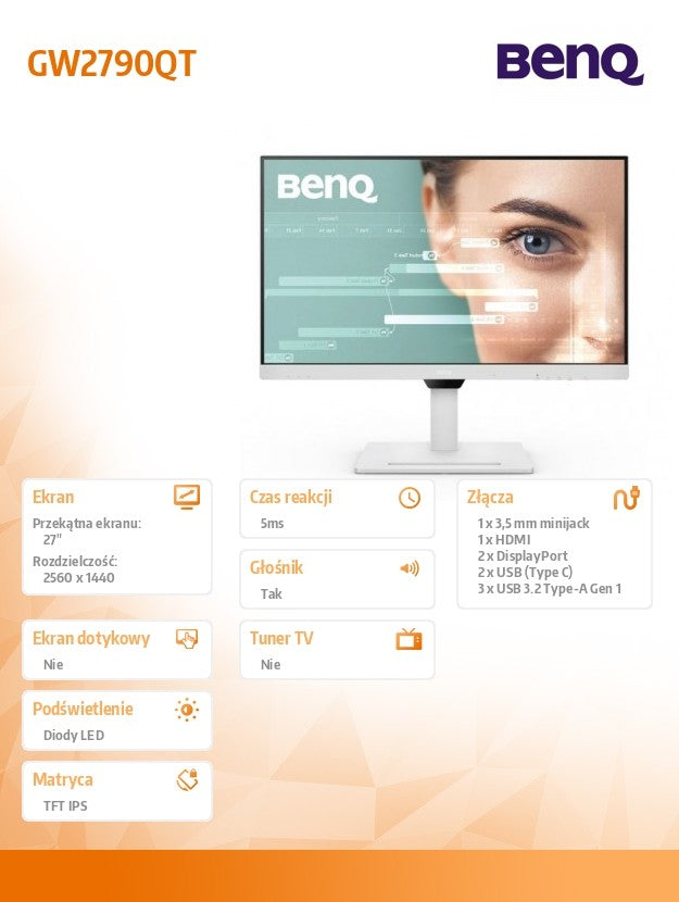Monitor 27 inches GW2790QT 2K 5ms/IPS/HDMI/100Hz