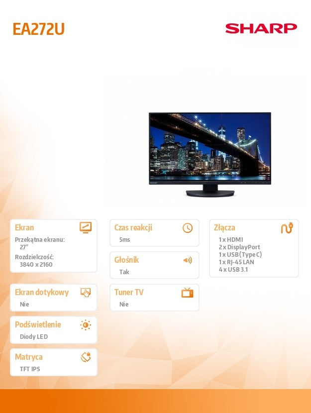Monitor MultiSync EA272U 27 inches black