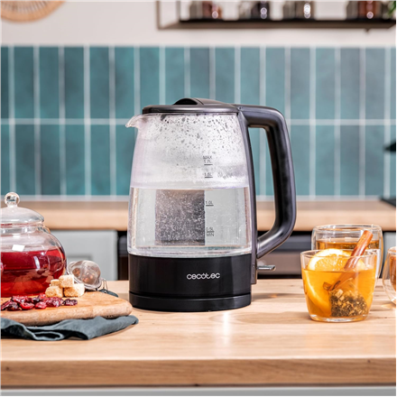 Cecotec Kettle | ThermoSense 320 Clear | 2200 W | Electric | 1.7 L | Glass | 360° rotational base | Black/Transparent