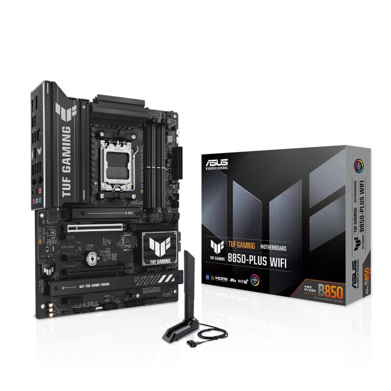 Mainboard ASUS AMD B850 SAM5 ATX Memory DDR5 Memory slots 4 2xPCI-Express 4.0 1x 1xPCI-Express 4.0 16x 1xPCI-Express 5.0 16x 3xM.2 1xHDMI 1xDisplayPort 2xUSB 2.0 4xUSB 3.1 3xUSB 3.2 1xUSB-C 1xRJ45 5xAudio port TUFGAMINGB850-PLUSWIFI