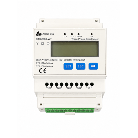 AlphaESS DTSU666 3CT 400V with CT 100A with PLUG Guide rail, 4P, English Corum