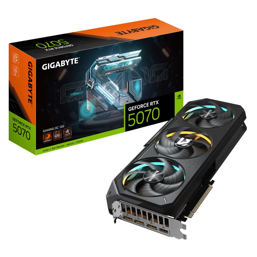 Graphics Card GIGABYTE NVIDIA GeForce RTX 5070 12 GB GDDR7 192 bit PCIE 5.0 16x GPU 2625 MHz Triple slot Fansink 1xHDMI 3xDisplayPort GV-N5070GAMINGOC-12GD