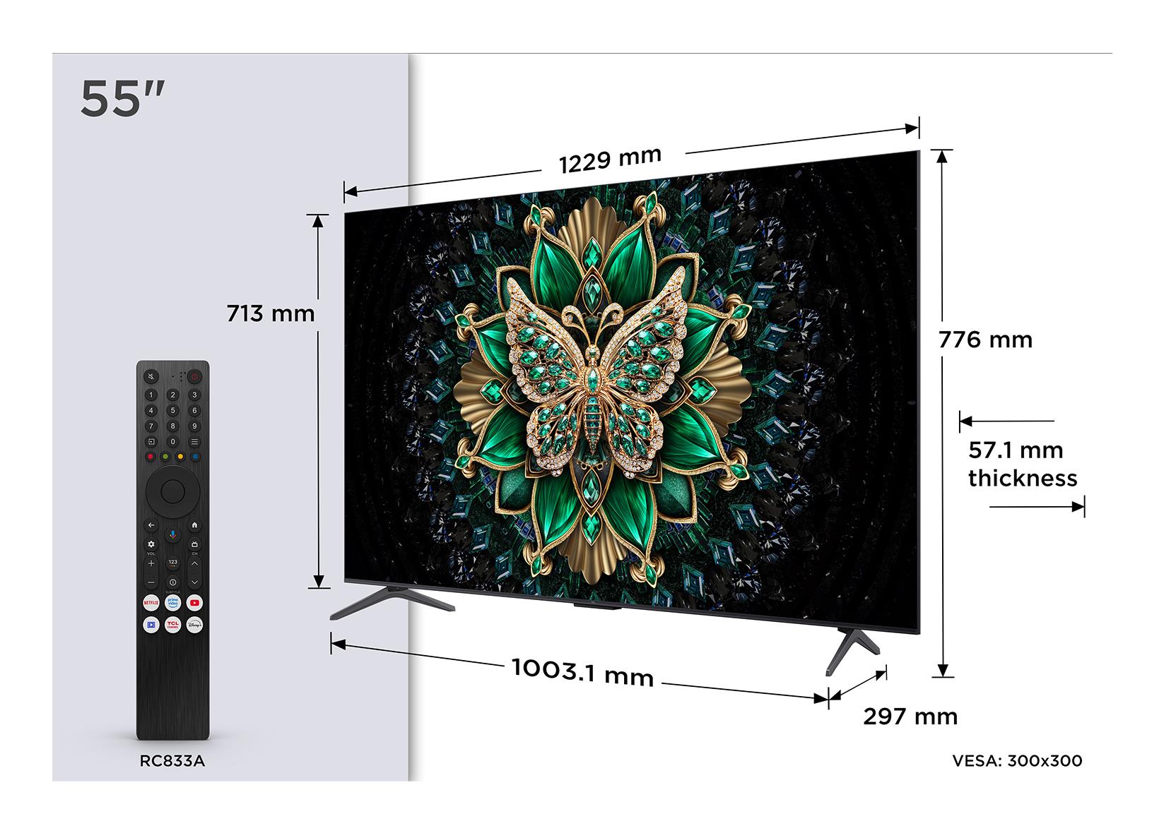 TV Set TCL 55 " 4K Ultra HD 3840 x 2160 pixels Flat 16:9 QD-Mini LED 55C69K