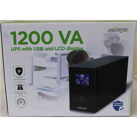 SALE OUT. Energenie UPS with USB and LCD display, 1200 VA, black | EnerGenie | UPS with USB and LCD display, Black | 120