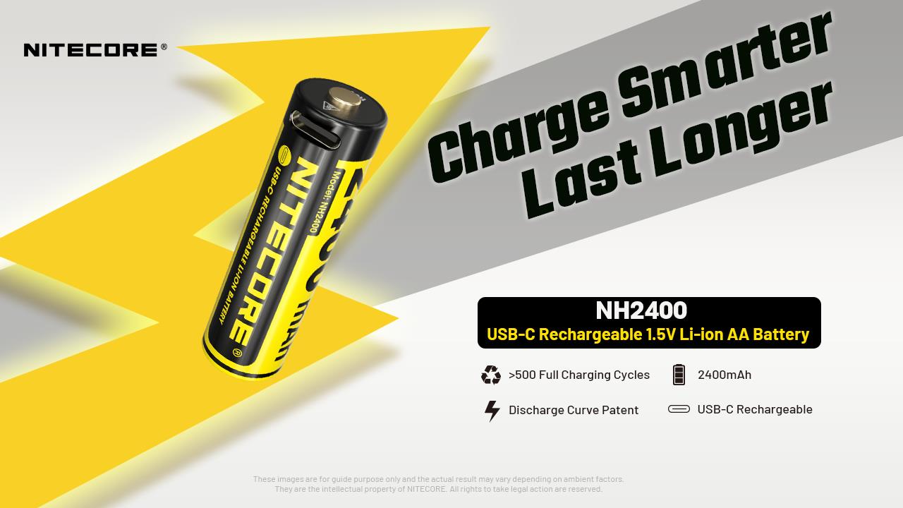 BATTERY RECH. LI-ION AA 1.5V/4PACK NH2400 NITECORE