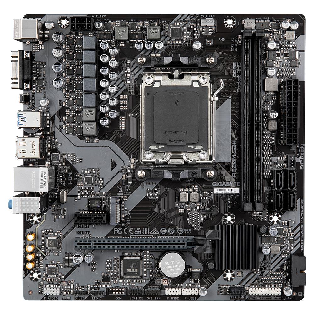 Mainboard GIGABYTE AMD A620 Socket AM5 micro ATX RAM DDR5-SDRAM 2xSlots 1xPCI Express x1 slots 1xPCI Express x16 slots 1xNumber of M.2 (M) slots A620MS2H2.2