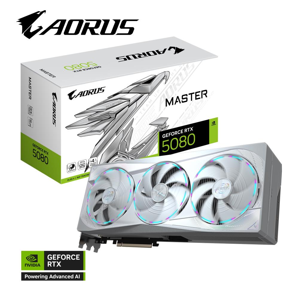 Graphics Card GIGABYTE NVIDIA GeForce RTX 5080 16 GB GDDR7 256 bit PCIE 5.0 16x GPU 2617 MHz Dual Slot Fansink 1xHDMI 3xDisplayPort GV-N5080AORUSMICE-16GD