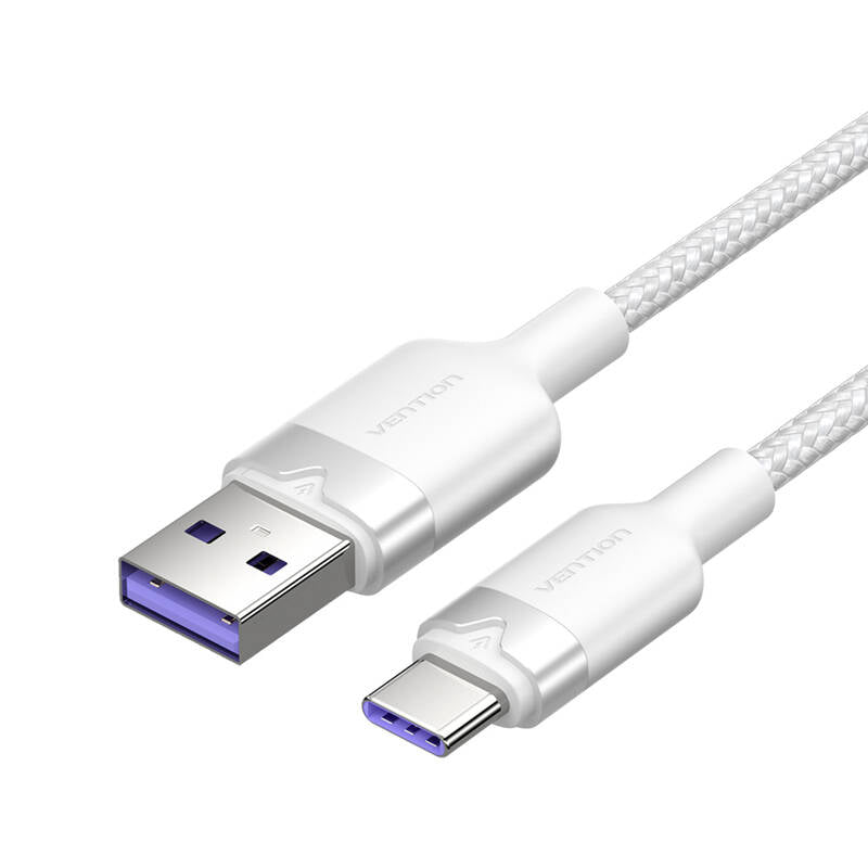 USB 2.0 A to USB-C 6A Vention CTOWH 2M cable (white) - Image 1