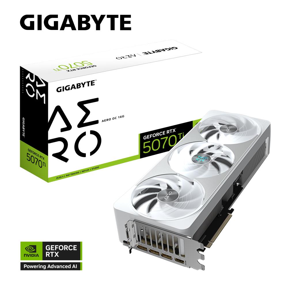 Graphics Card GIGABYTE NVIDIA GeForce RTX 5070 Ti 16 GB GDDR7 256 bit PCIE 5.0 16x GPU 2588 MHz Dual Slot Fansink 1xHDMI 3xDisplayPort GV-N507TAEROOC-16GD1.0