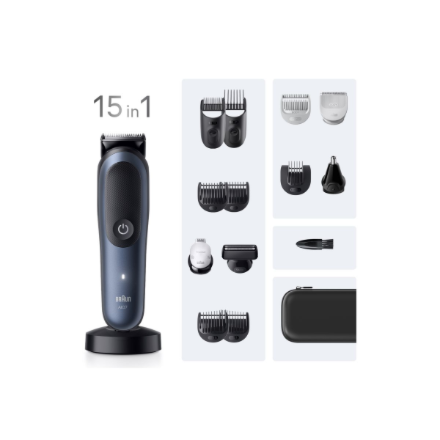 Braun Hair Trimmer | All-in-One Series 7 AIO7580 | Cordless | Wet & Dry | Number of length steps 14 | Blue/Black
