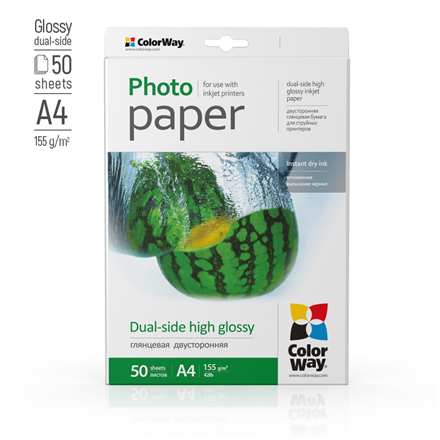ColorWay Photo Paper, 50 sheets | Dual-side High Glossy | 155 g/m² | A4