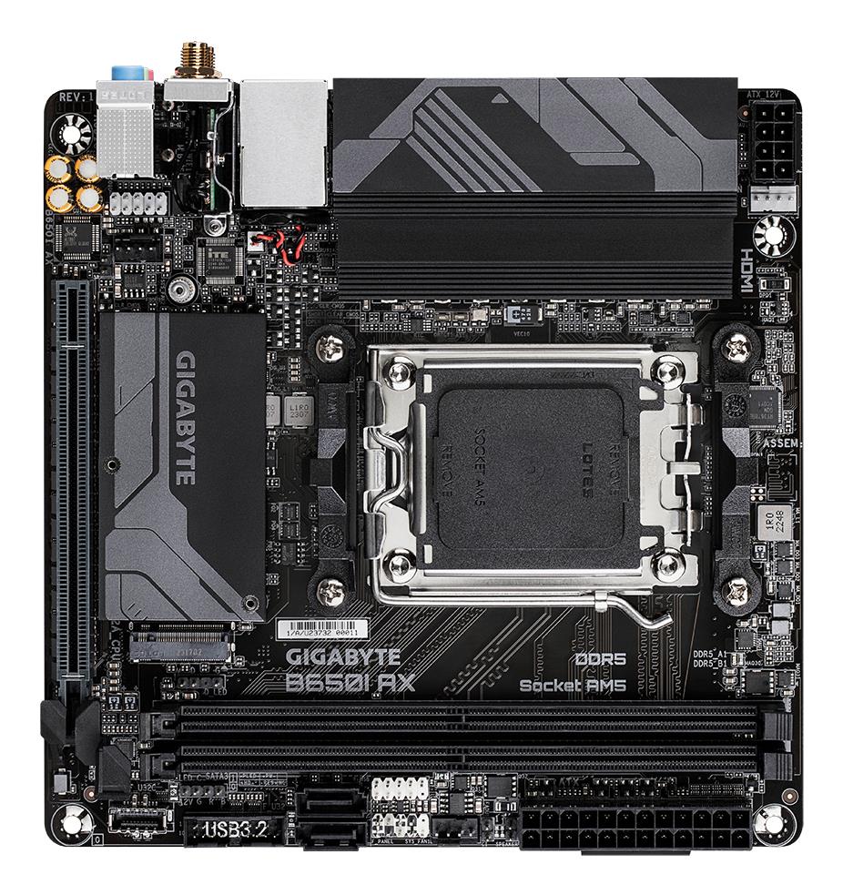 Mainboard GIGABYTE AMD B650 Socket AM5 mini ITX RAM DDR5-SDRAM 2xSlots Wi-Fi Yes Bluetooth Yes 1xNumber of M.2 (M) slots B650IAX1.2