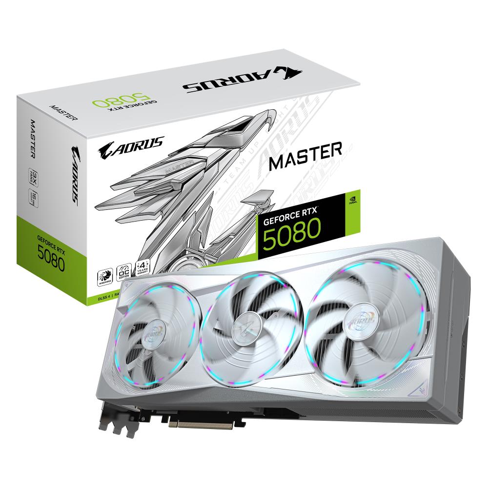 Graphics Card GIGABYTE NVIDIA GeForce RTX 5080 16 GB GDDR7 256 bit PCIE 5.0 16x GPU 2617 MHz Dual Slot Fansink 1xHDMI 3xDisplayPort GV-N5080AORUSMICE-16GD