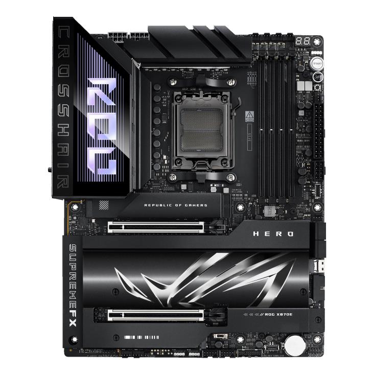 Mainboard ASUS AMD X870E SAM5 ATX Memory DDR5 Memory slots 4 2xPCI-Express 4.0 16x 2xPCI-Express 5.0 16x 4xM.2 1xHDMI 1xAudio-In 1xAudio-Out 6xUSB 3.2 2xUSB-C 2xUSB4 1xOptical S/PDIF 1xRJ45 ROGCROSSHAIRX870EHERO