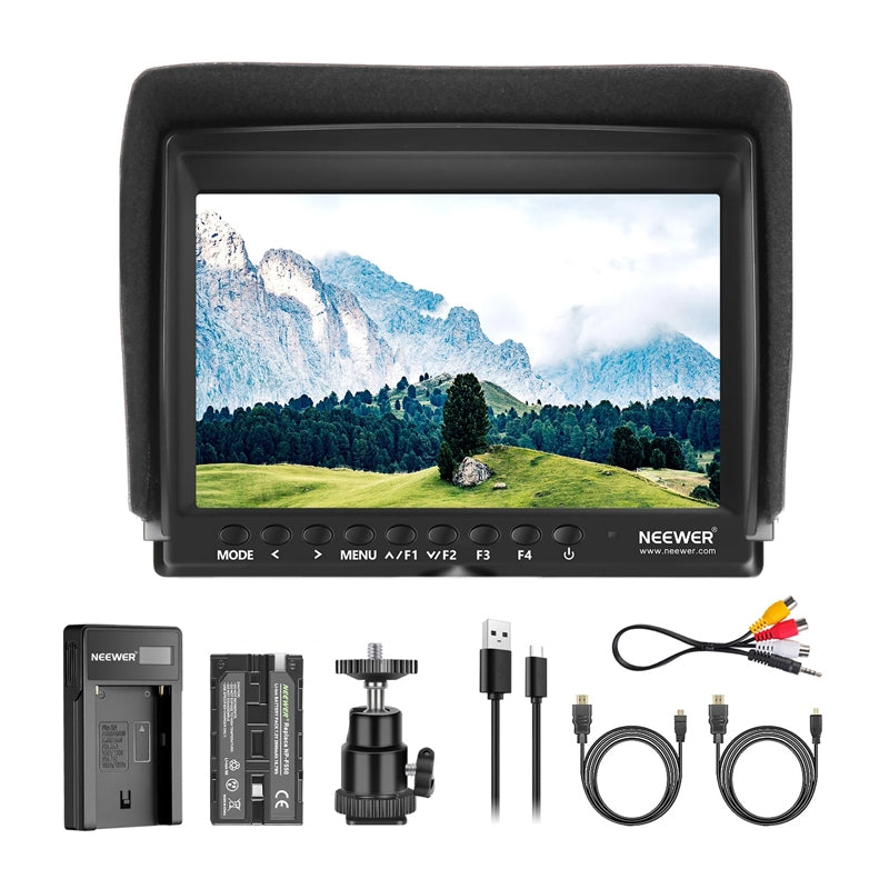 NEEWER F100 Field Monitor + USB Charger + Battery Kit - Image 1