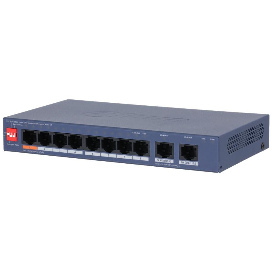 Switch DAHUA DH-CS4010-8ET2GT-60 PoE ports 8 60 Watts CS4010-8ET2GT-60
